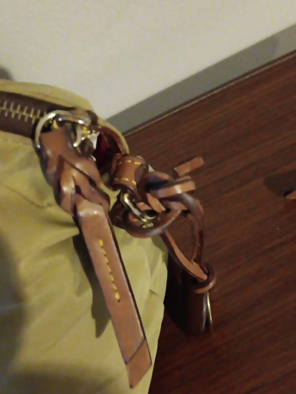 Vintage 1975 Dooney & Bourke Olive Green Tote Bag with Brown Leather Trim